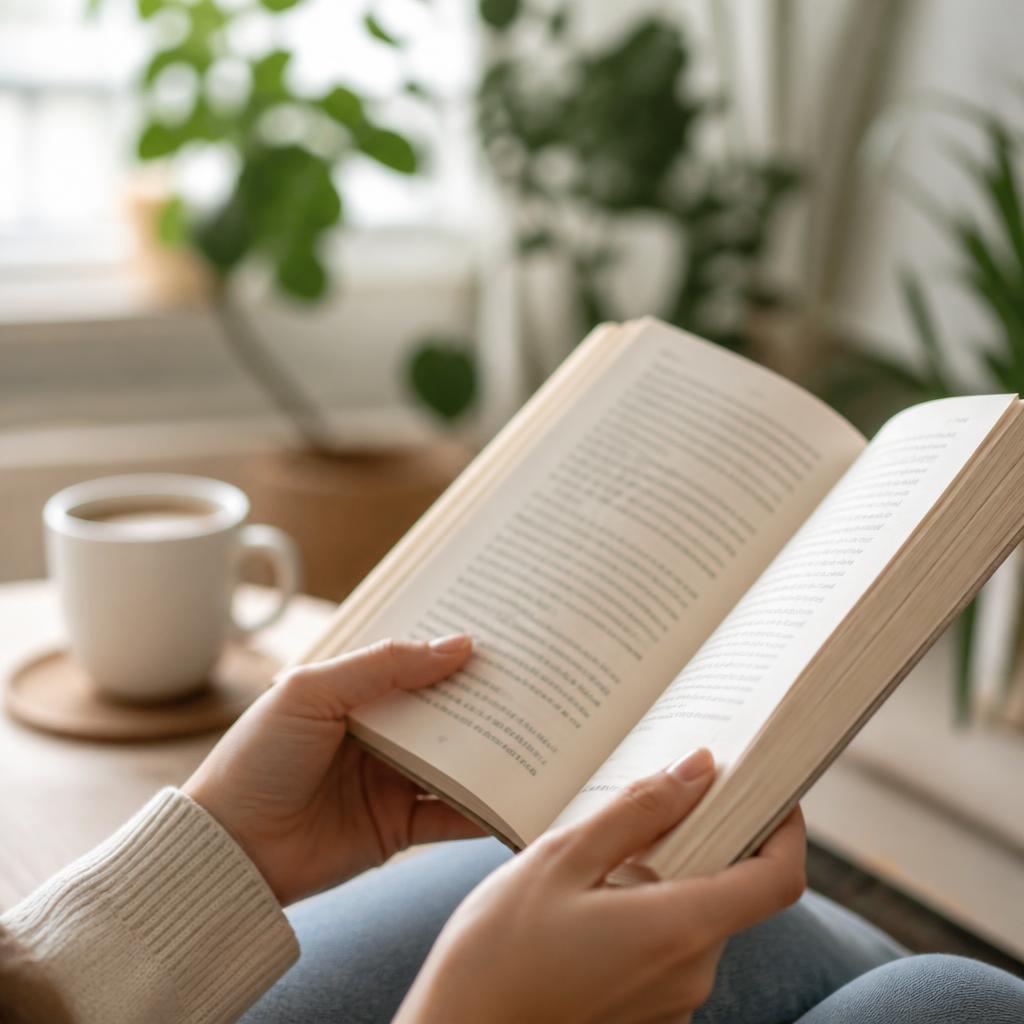 やわらかな光のなかで本を読む様子
